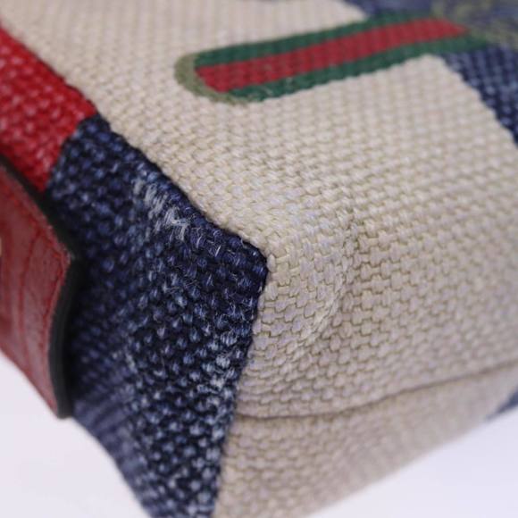 GUCCI Sherry Line Pouch Canvas Red Navy Auth 77003 - Picture 14 of 16